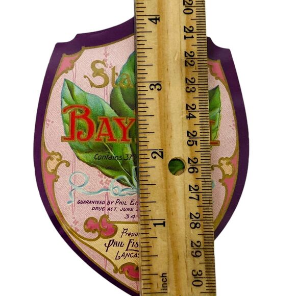 Standard Bay Rum label 1906 Phil Eisemann, Lancaster, PA Embossed Advertising - Picture 3 of 4